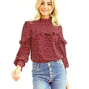 Oasis grill blouse in red [maroon] heart print